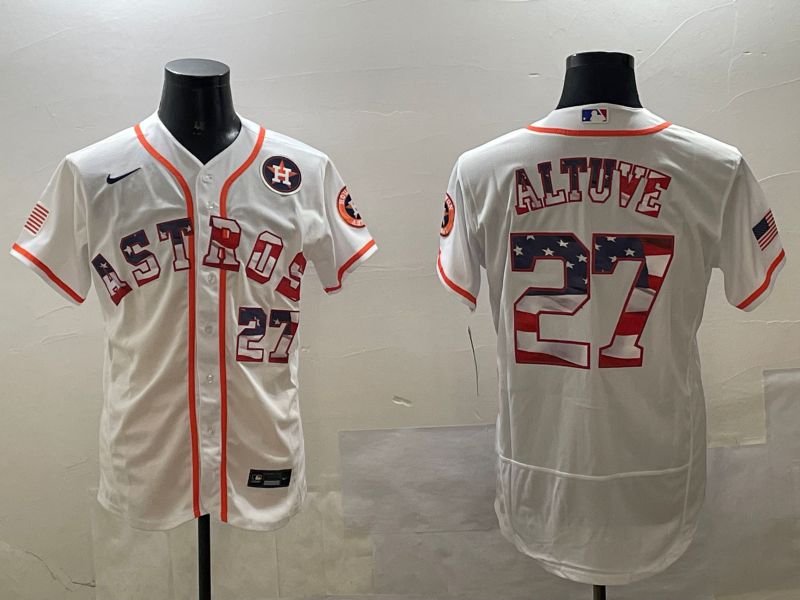 Men Houston Astros 27 Altuve White National Flag Elite 2025 Nike MLB Jersey style 2